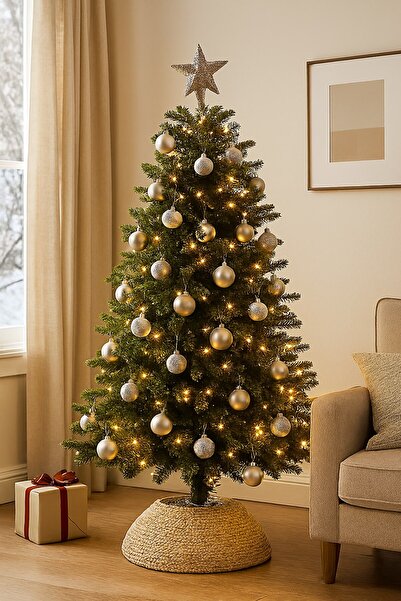 Kesene Noel Çam Ağacı Süsü 12’li Parlak Simli Gümüş Top Süsler Yılbaşı Çam Ağacı Süsleri 4 Cm Ev Ofis Dekor