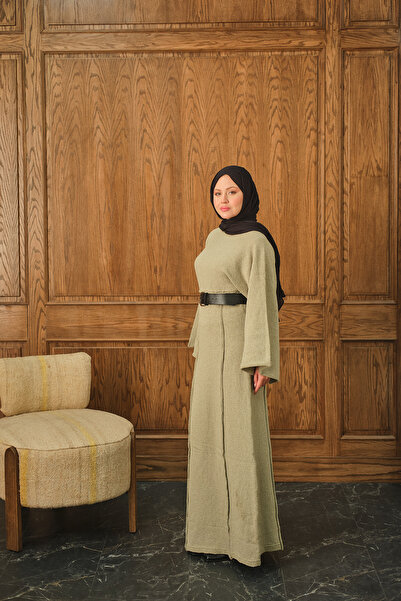 LOCCO Women's Self-Patterned Kraş Dress Green