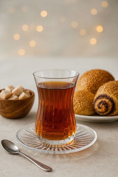 Mirano Cam Tasarım SEYRADOR KRİSTAL ÇAY BARDAĞI VE ÇAY TABAĞI SETİ 12 PARÇA 6...