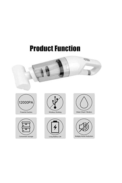 MANDU Aspirator de mână ALB JB-168 portabil, silențios, cu aspirare puternică și USB, 120W, alb