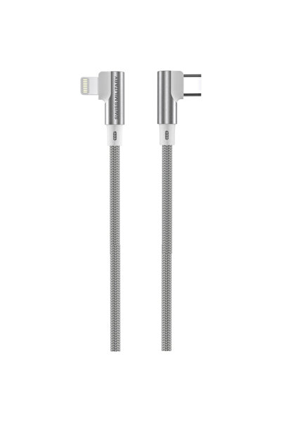 Swiss Military كابل مضفر من Type C إلى Lightning بطول مترين مع مزامنة بيانات، أبيض | كابل مضفر متين