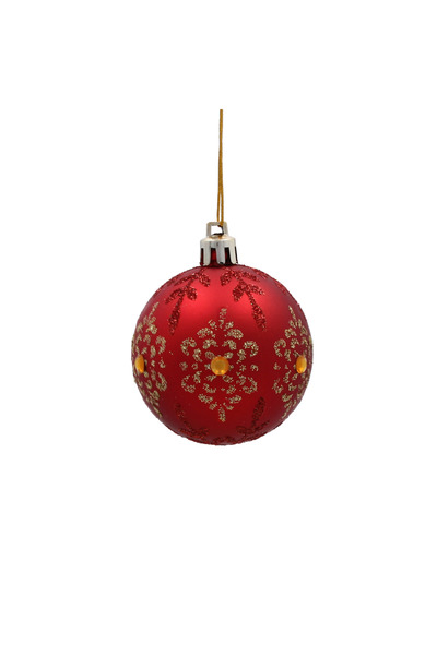 Selgot Set of 8 Red Christmas Tree Baubles, Diameter 6 cm, Model 2