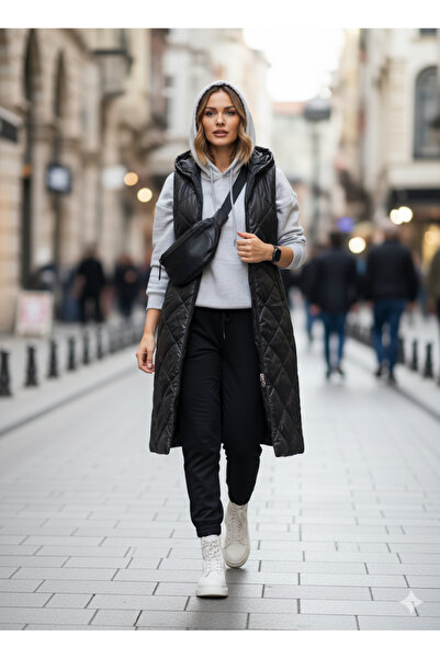 Store Kadın Kapitone Uzun Yelek