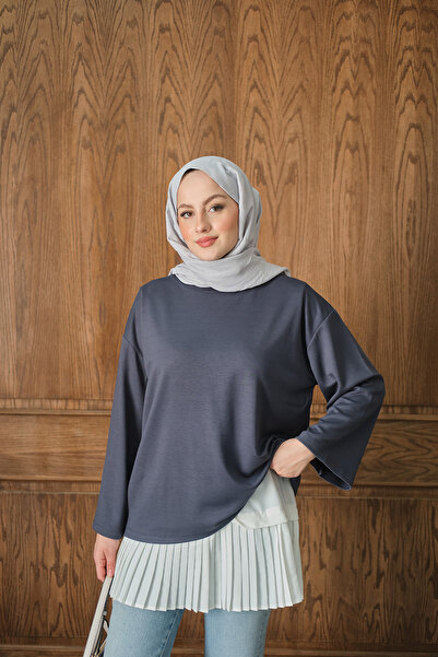 LOCCO Γυναικείο φαρδύ και απλό κορμάκι ανθρακί