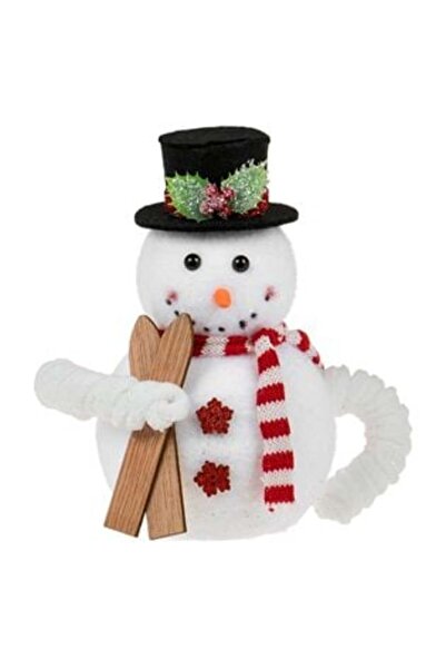 OEM Figurină decorativă de Crăciun - Om de zăpadă (spumă) cu căciulă neagră ș...