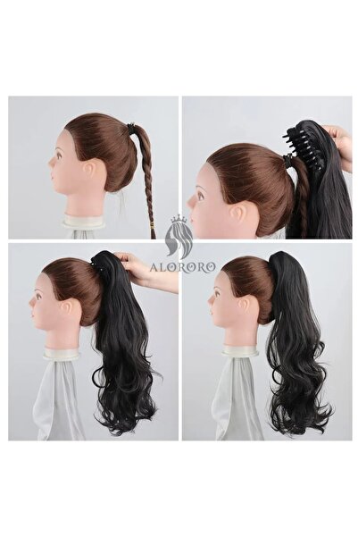 NATUREL peruk 70 cm siyah tokalı at kuyruğu