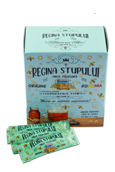 REGINA STUPULUI Polyfloral honey for coffee and tea, 50 pcs x 12 g, 100% Romanian origin product