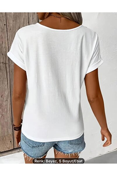 Moda Işık T-Shirt with Double Sleeves and Gathered Front