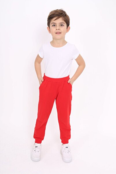 Toontoy Red Girl's Printed Basic Jogger Sweatpants with Ribbed Waist and Pock...