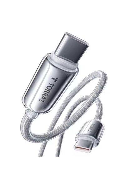 TORRAS كابل Iceflow USB-C إلى USB-C بقوة 60 واط بطول 2 متر، أبيض | X00TC31004