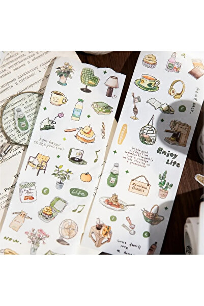 Kolbi Craft 45 Adet Mini Yeşil Eşya Washi Sticker Scrapbook Bullet Journal Aj...