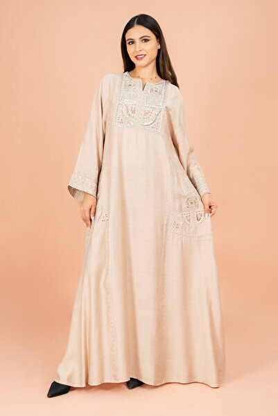 IKKXA Solid Jalabiya Crystal Details Wide Cut Arabisque