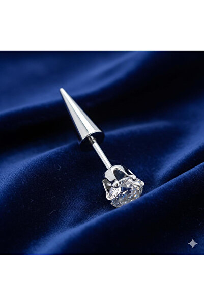 selfquality 316L Cerrahi Çelik Kadın Zirkon Taşlı Gümüş Renk Kaş Tragus Piercing