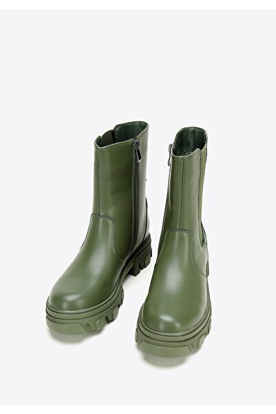 Wittchen Ghete cu platformă din piele pentru femei, verde, din piele