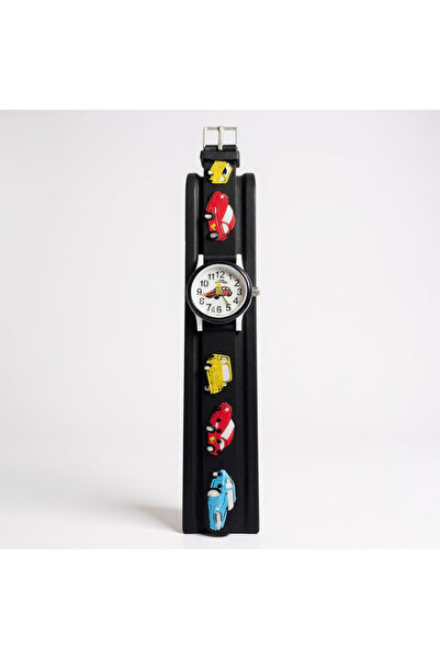 EleganTrend Blue Black Adjustable Gift Watch with Car Motif for Children