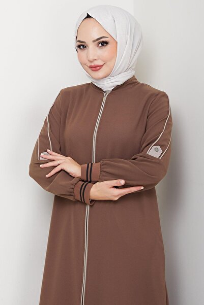 hafsamina Piped Detail Ferace Brown Hm2045