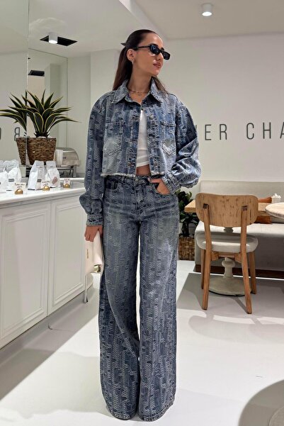 Nazliye Desenli Denim Kumaş Premium Jean