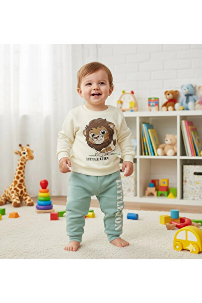 Poppy بدلة كاجوال مكونة من قطعتين للأطفال الأولاد من Baby Lion مطبوع