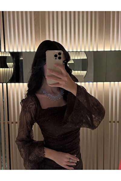 Loren Soft mocha lace dress