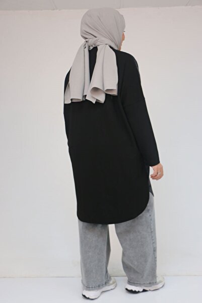 Eslina 58164 Plus Size Basic Modal Tunic - Black