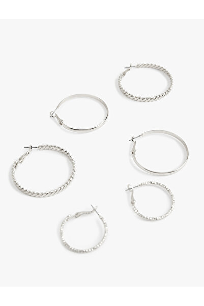 Koton Çelik Burgu 3'lü Halka Küpe Seti