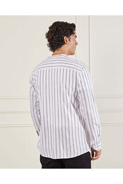 REDTAG Men White Striped Casual Shirt