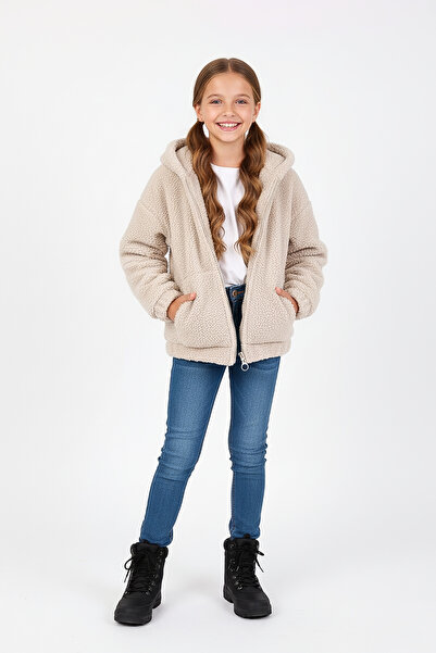 kinderos Hooded Girls' Plush Coat - 26K 6309