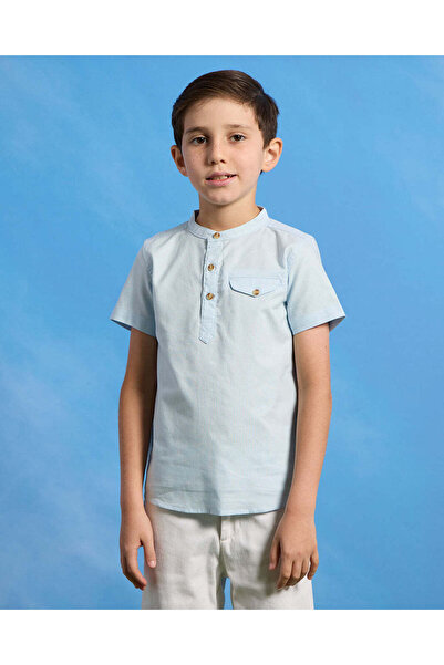 REDTAG قميص كورتا أكسفورد أزرق بأكمام قصيرة للأولاد