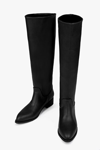 Shoeberry Women's Erica Black Leather Cowboy Boots