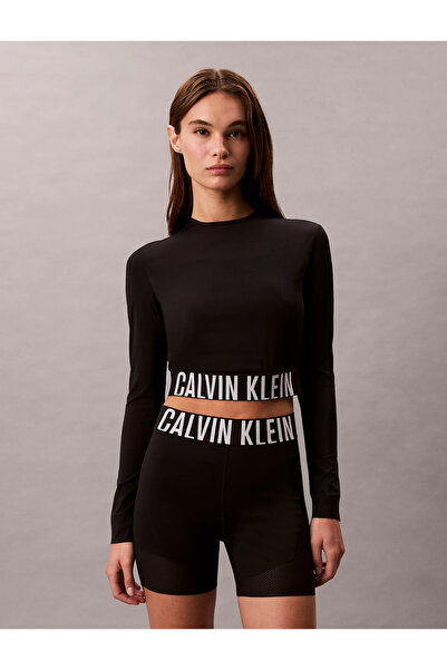 Calvin Klein Intense Power Yarım Balıkçı Yaka Uzun Kollu Kadın Siyah Crop LVGWx"F5K202-UB1