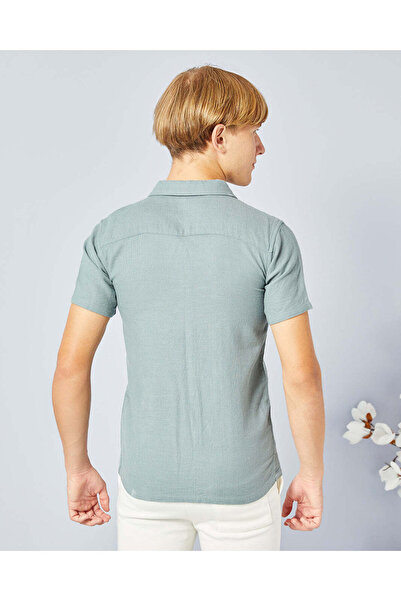 REDTAG Senior Boys Teal Plain Shirt