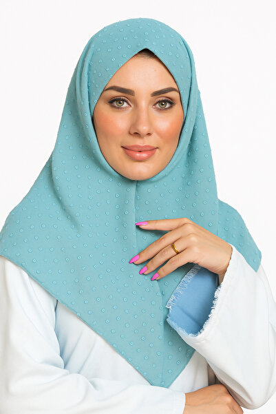 Black Season طرحة اللون الفيروزي من قماش الشيفون المنقط الفاخر | من بلاك سيزون |