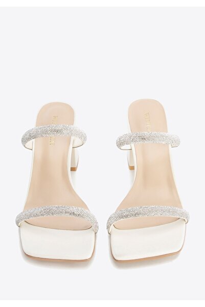 Wittchen Șlapi din piele pentru femei cu barete strălucitoare, crem, piele