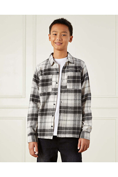 REDTAG Senior Boys Black And White Shirt With T-Shirt Set (2 Piece)