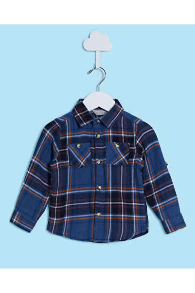 REDTAG Infant Boys Navy Checkered Casual Shirt