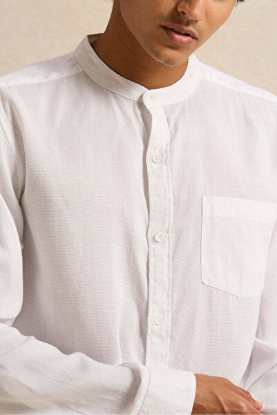 REDTAG Men White Mandarin Casual Shirt