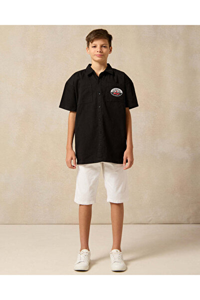 REDTAG Senior Boys Black Over Size Shirt