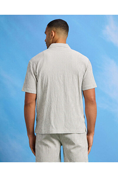 REDTAG Men White Seersucker Printed Shirt