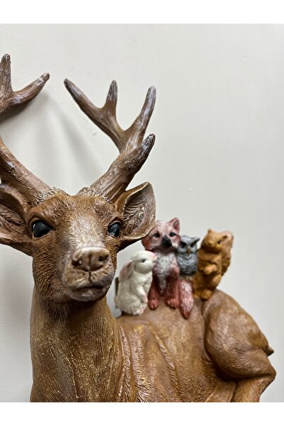 biomaxi plus Dekorasyon Ürünü Eskitme Tasarım El Boyaması geyik üstünde tavşan tilki baykuş sincap 34X37CM