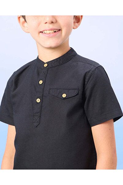 REDTAG Boys Black Kurta Oxford Shirt