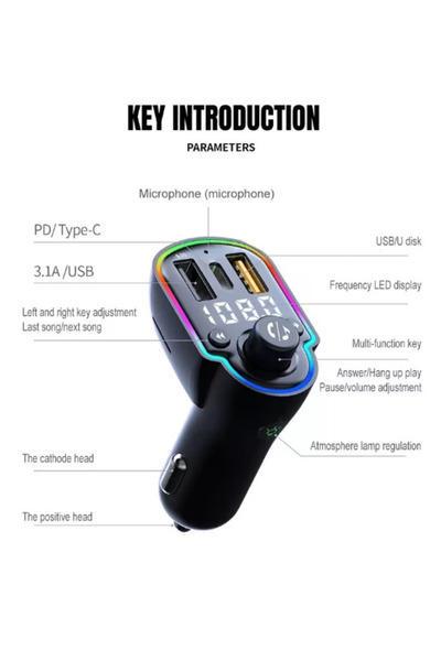 Ruan FM Modulator Bluetooth 5.0 Fast Charging MP3 Player Type C PD 20W USB QC 3.0 ZTB-A8