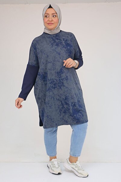 Eslina 58164 Plus Size Basic Modal Tunic - Navy Blue