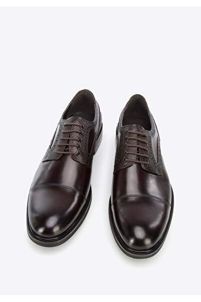 Wittchen Men's Leather Derby Shoes with Lizard Pattern Inserts, Dark Brown, Leather