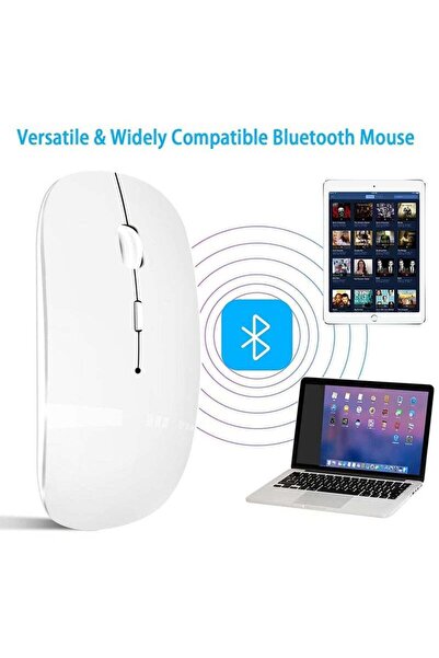 Generic Dual Mode Wireless Bluetooth Mouse with USB-C Adapter (White)