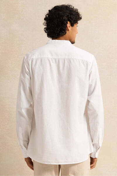 REDTAG Men White Mandarin Casual Shirt