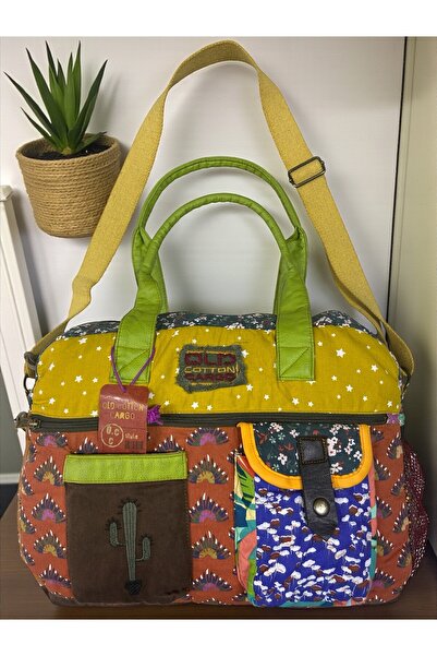Old Cotton Vintage Casual Multicolor Small Travel Travel Shoulder Handbag 31Cmx44Cm