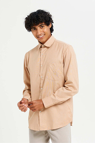REDTAG Men Beige Collared Formal Shirt