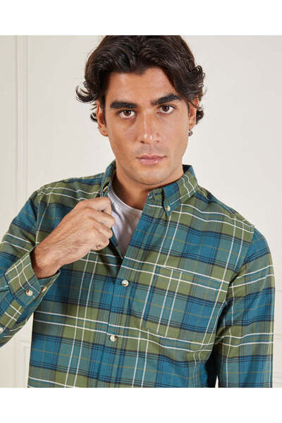 REDTAG Men Green Checked Casual Shirt