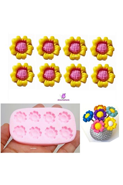 morlalem m 8'li 2cm Papatya Çiçek, Sekiz Çiçekli Silikon Kalıp K-1478, Kokulu...