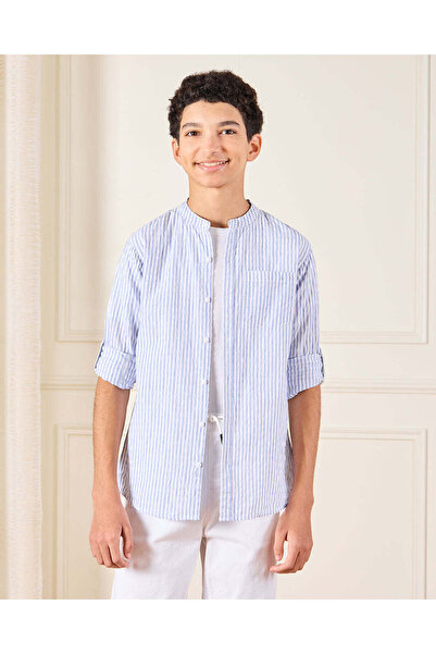 REDTAG قميص كاجوال مخطط أزرق للأولاد الكبار